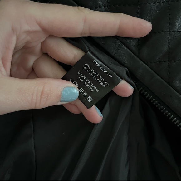 Classic Black Quilted Short Leather Jacket Moto Buttery Lambskin Leather Coat - Picture 6 of 14